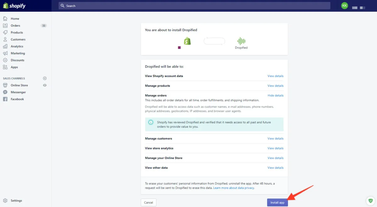 Interface Dropified: fonctionnalités, prix, alternatives