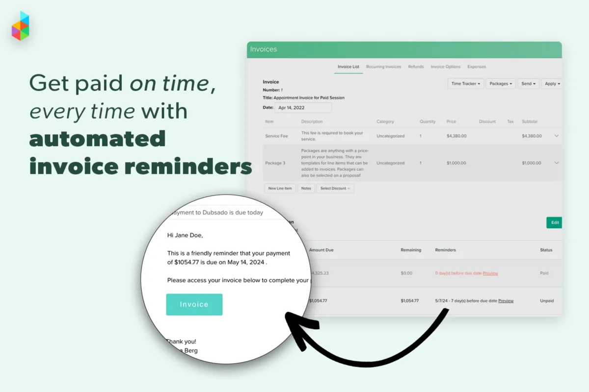 Interface Dubsado: fonctionnalités, prix, alternatives