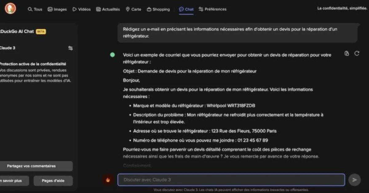 Notre avis sur Duck AI : un logiciel d'IA générative (intelligence artificielle) à découvrir