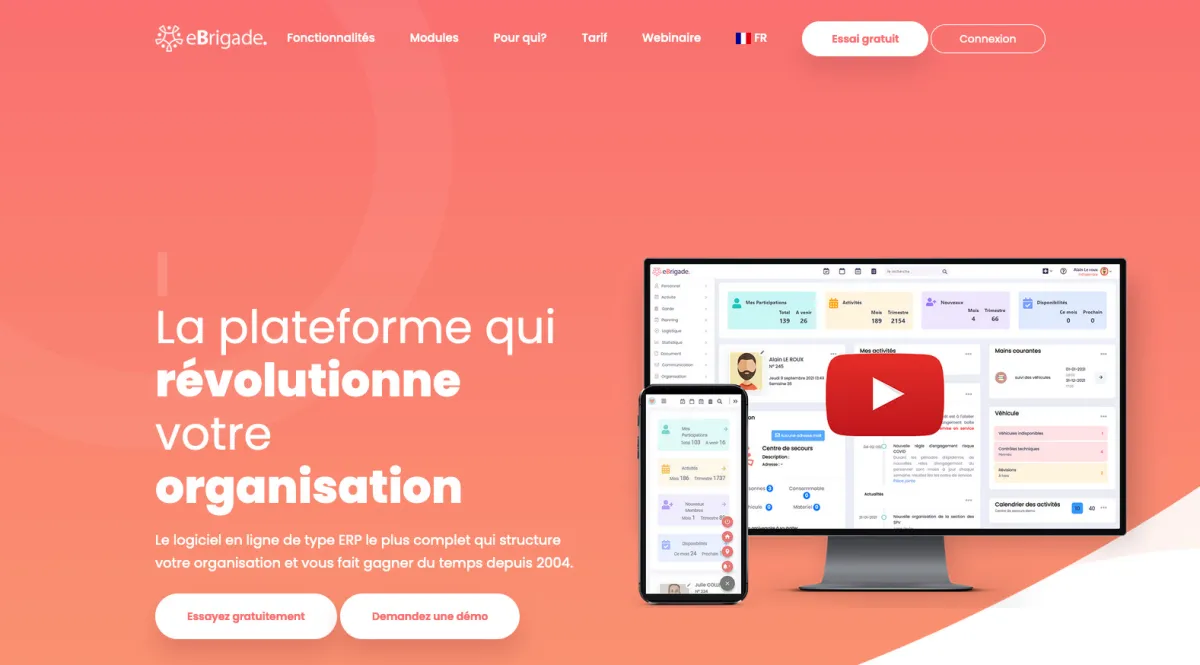 Interface eBrigade : fonctionnalités, prix, alternatives
