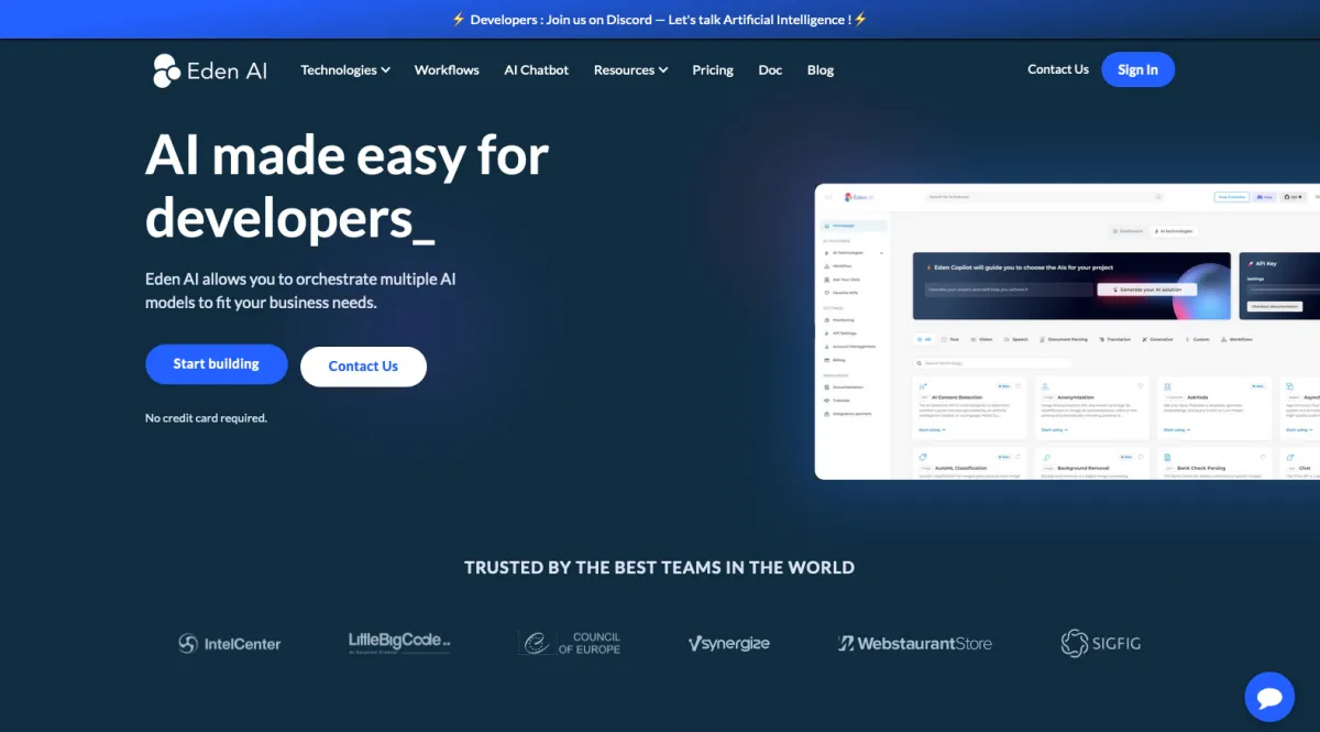 Interface Eden AI : fonctionnalités, prix, alternatives