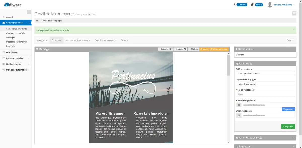 Notre avis sur Ediware : un logiciel d'emailing et newsletters (marketing par email) à découvrir