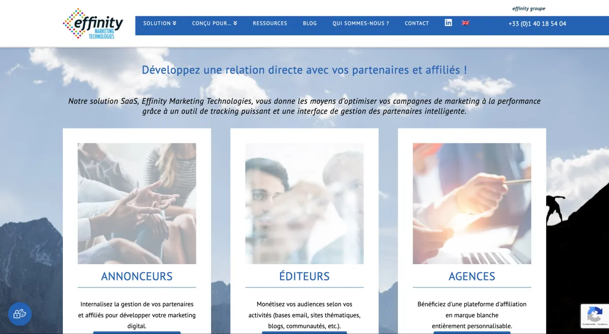 Interface Effinity MarTech : fonctionnalités, prix, alternatives