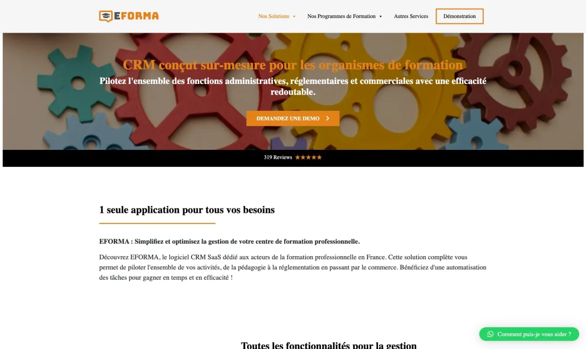 Notre avis sur Eforma CRM & LMS : un logiciel e-learning (cours en ligne) à découvrir
