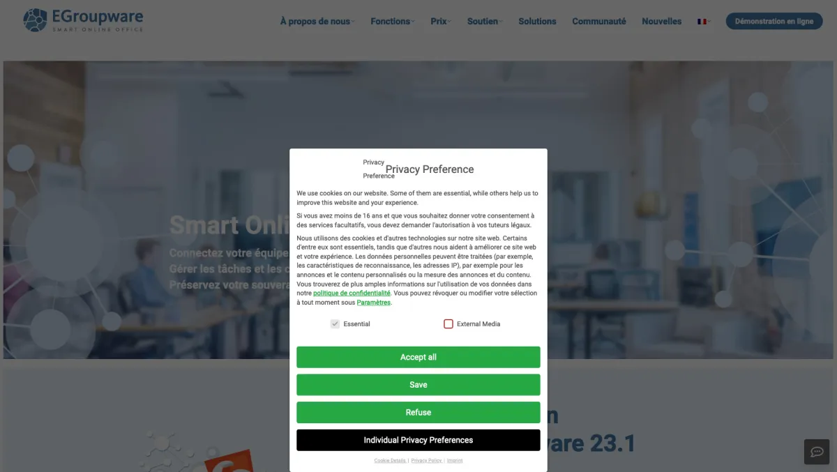 Interface EGroupware : fonctionnalités, prix, alternatives