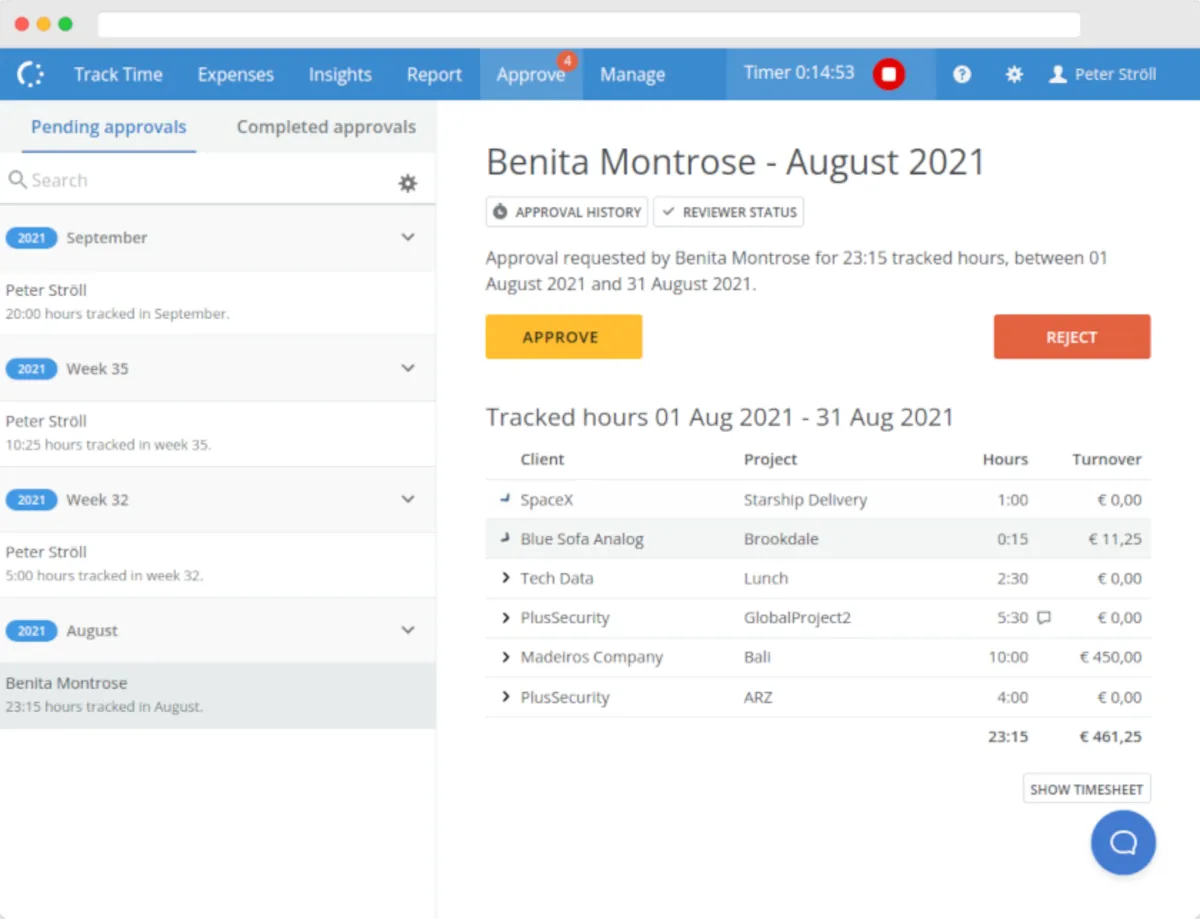 Interface eHour: fonctionnalités, prix, alternatives