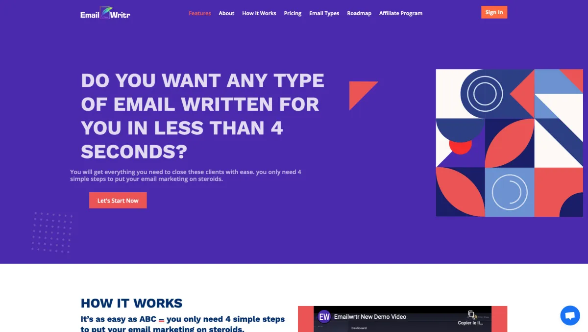 Interface EmailWritr : fonctionnalités, prix, alternatives