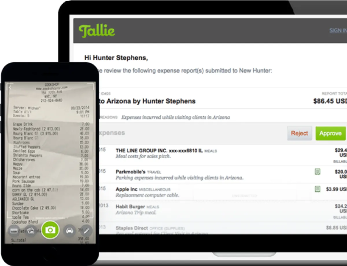 Interface Emburse Tallie: fonctionnalités, prix, alternatives