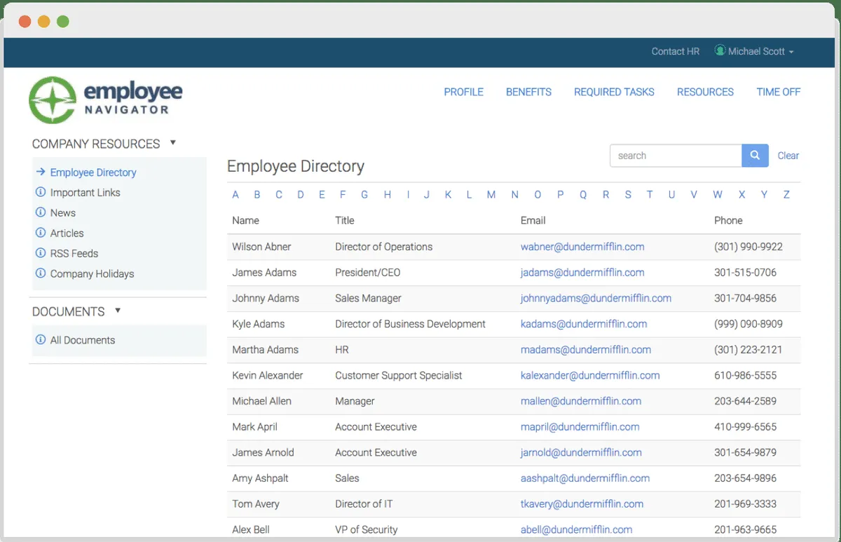 Interface Employee Navigator: fonctionnalités, prix, alternatives