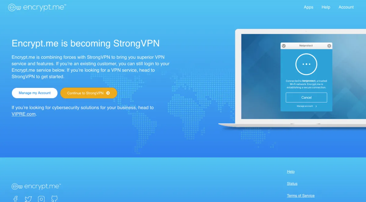 Interface Encrypt.me : fonctionnalités, prix, alternatives