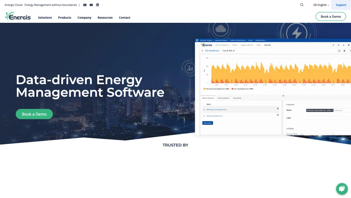 Interface Energis.Cloud : fonctionnalités, prix, alternatives