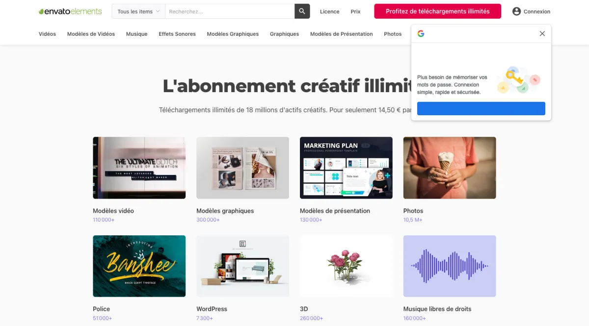 Interface Envato Elements : image, ergonomie, alternatives Interface Envato Elements : image, ergonomie, alternatives