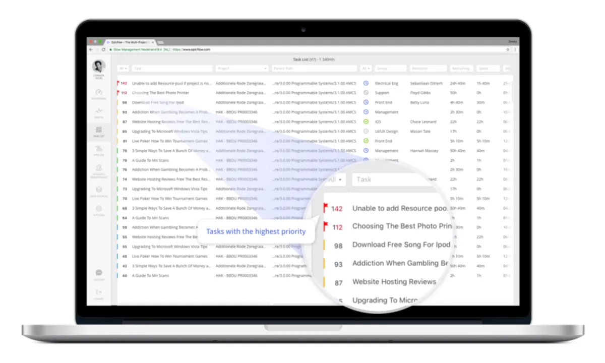 Interface Epicflow: fonctionnalités, prix, alternatives