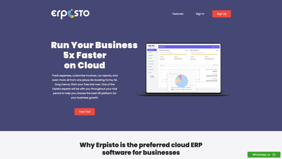 Interface Erpisto : fonctionnalités, prix, alternatives
