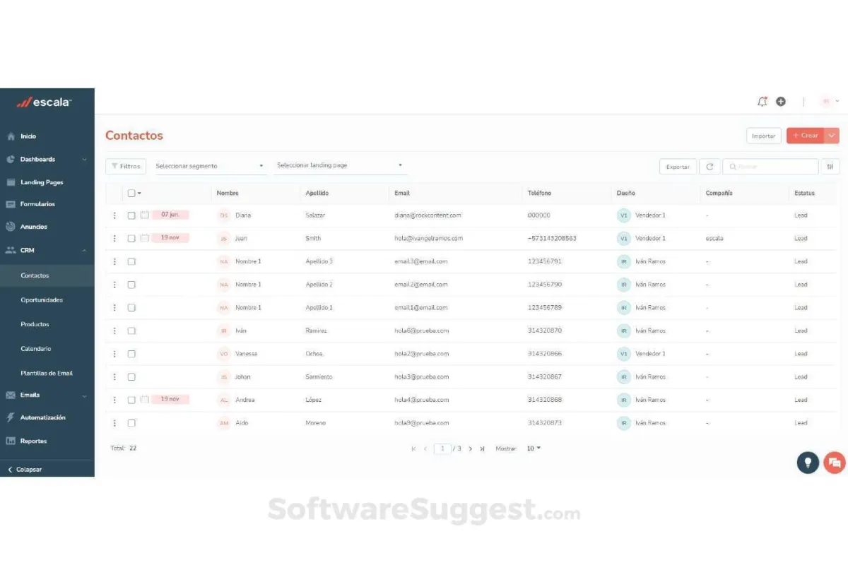 escala: avis sur le logiciel CRM: fonctionnalités, avantages, inconvénients et tarifs