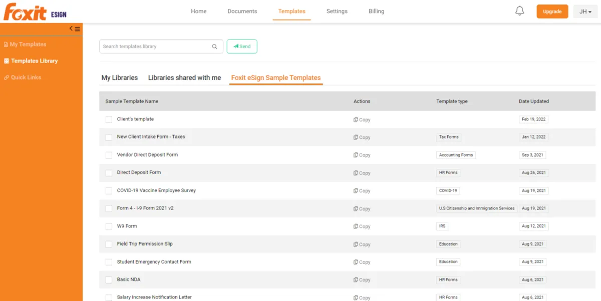 Interface eSign Genie: fonctionnalités, prix, alternatives