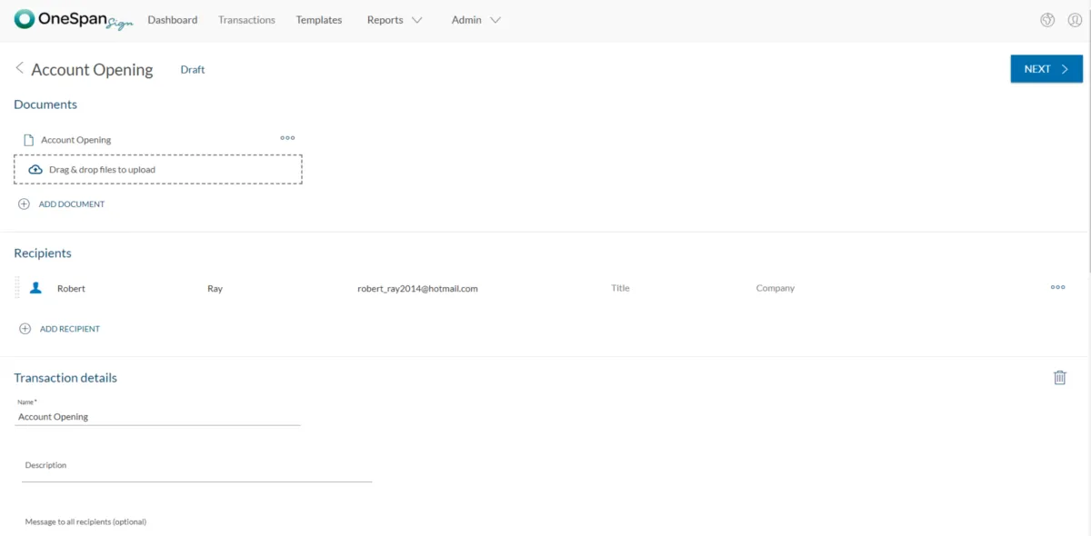 Interface eSignLive: fonctionnalités, prix, alternatives