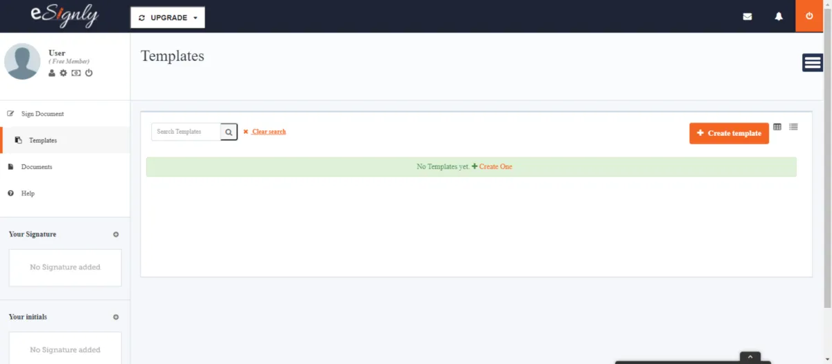 Interface eSignly: fonctionnalités, prix, alternatives