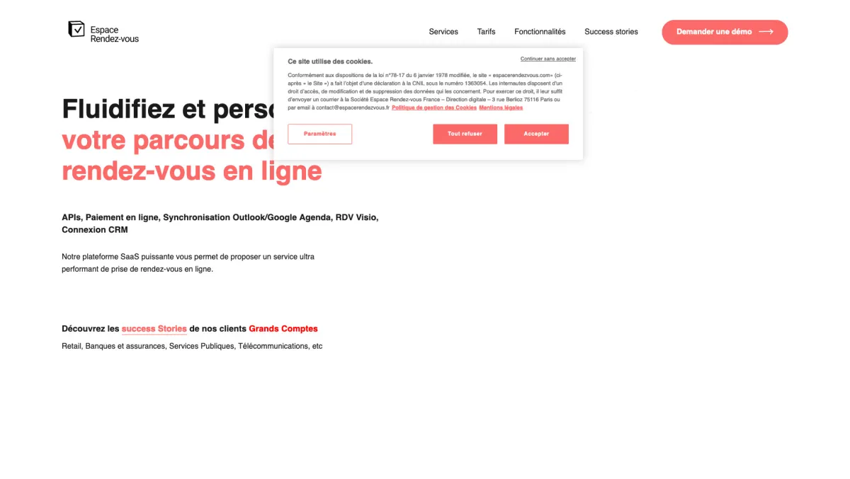 Interface Espace Rendez Vous : fonctionnalités, prix, alternatives