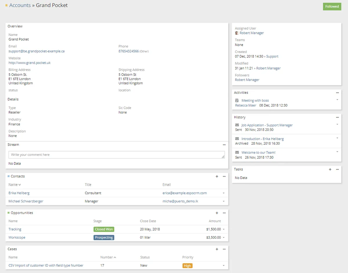 Interface EspoCRM: image, ergonomie, alternatives