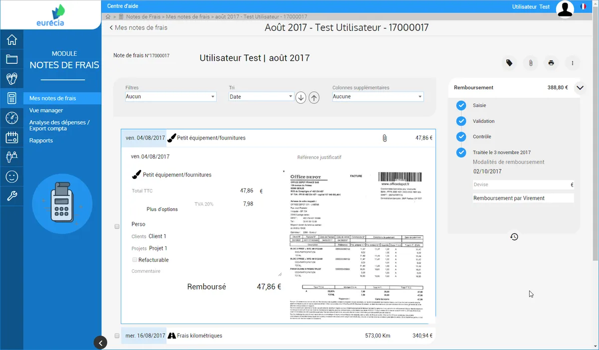 Eurecia Notes De Frais: avis sur le logiciel de notes de frais: fonctionnalités, avantages, inconvénients et tarifs