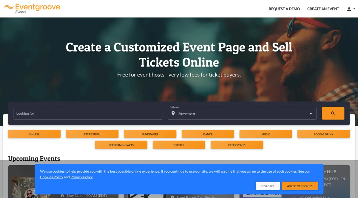 Interface Eventgroove : fonctionnalités, prix, alternatives