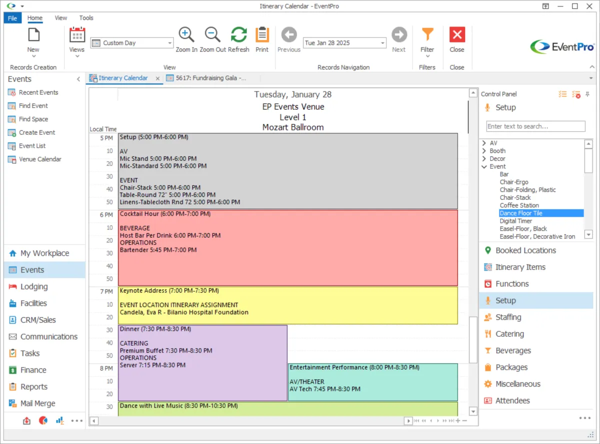 Interface EventPro: image, ergonomie, alternatives