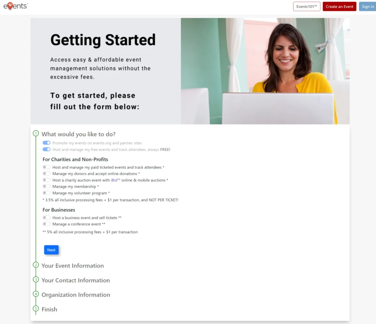 Interface Events.org: fonctionnalités, prix, alternatives