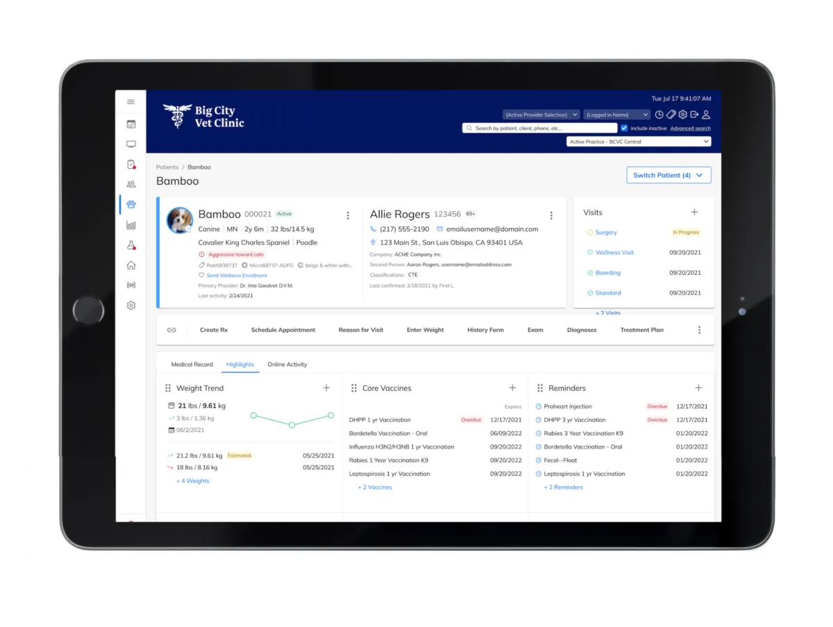 Comparez les fonctionnalités, avis utilisateurs et prix de nombreux logiciels pour vétérinaire et zoo comme eVetPractice, Ezyvet, Cornerstone Software, Dragon Veterinary … Comparez les fonctionnalités, avis utilisateurs et prix de nombreux logiciels pour vétérinaire et zoo comme eVetPractice, Ezyvet, Cornerstone Software, Dragon Veterinary …