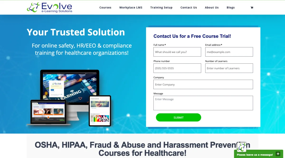 Interface Evolve Learning Manager : fonctionnalités, prix, alternatives