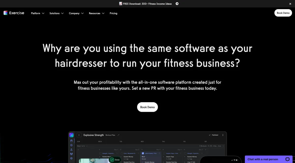 Interface Exercise.com : fonctionnalités, prix, alternatives