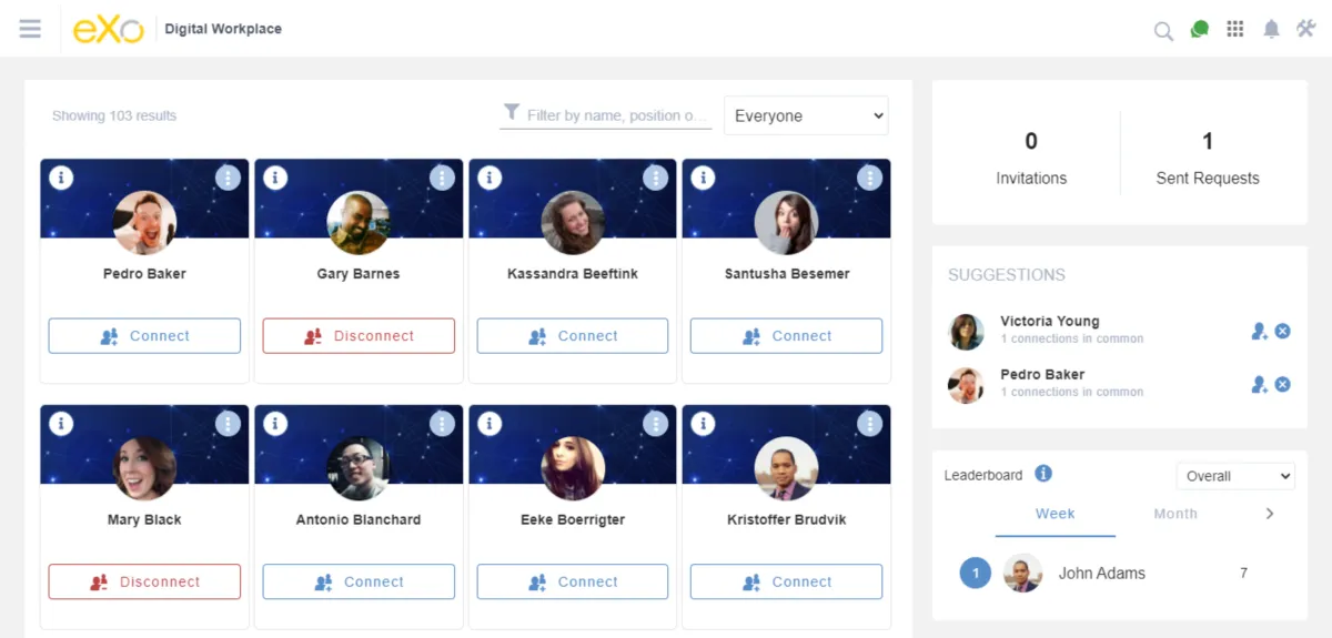 Interface eXo Knowledge: fonctionnalités, prix, alternatives