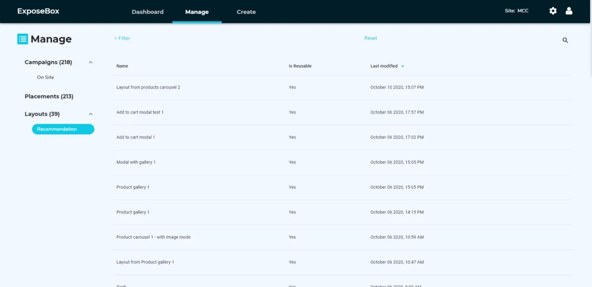 Interface Exposebox: fonctionnalités, prix, alternatives