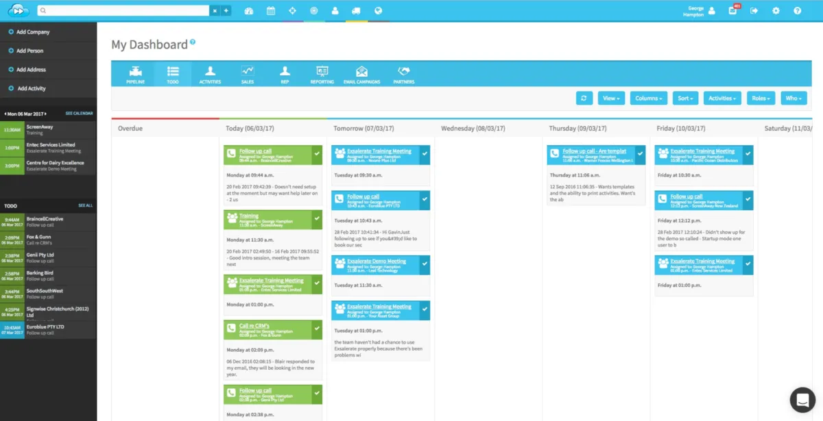 Interface Exsalerate CRM: fonctionnalités, prix, alternatives