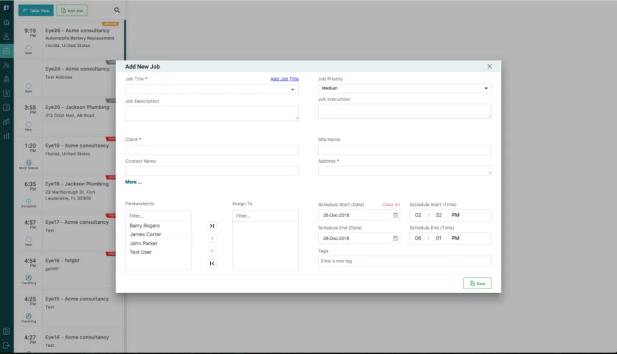Interface EyeOnTask: fonctionnalités, prix, alternatives