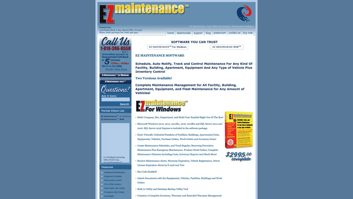 Interface EZ Maintenance : fonctionnalités, prix, alternatives