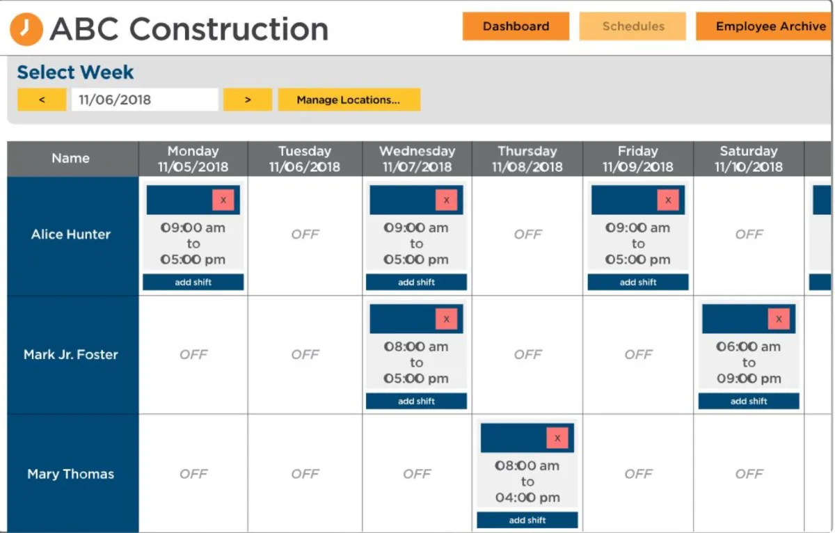 Interface ezClocker: fonctionnalités, prix, alternatives