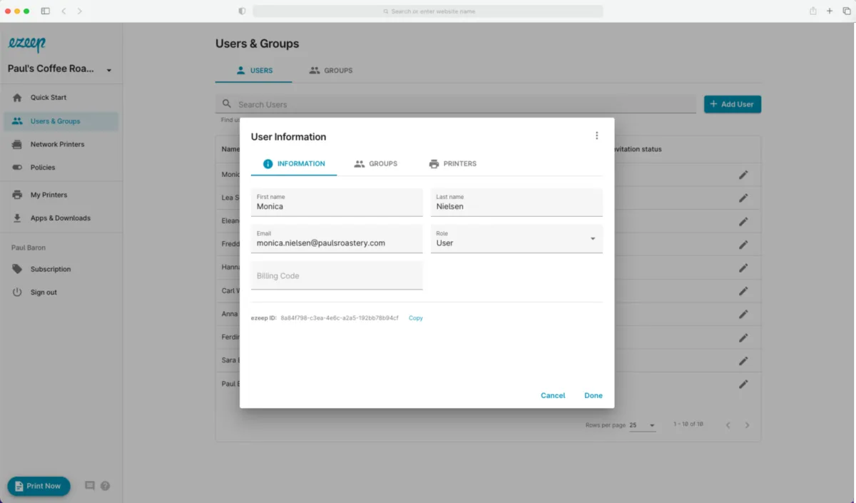 Interface ezeep: fonctionnalités, prix, alternatives Interface ezeep: fonctionnalités, prix, alternatives