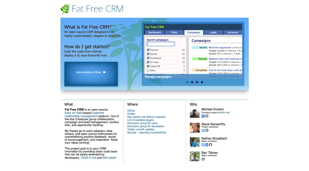 Interface Fat Free CRM : image, ergonomie, alternatives