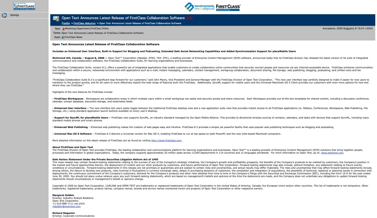 FirstClass Collaboration Suite: avis sur la suite bureautique: fonctionnalités, avantages, inconvénients et tarifs