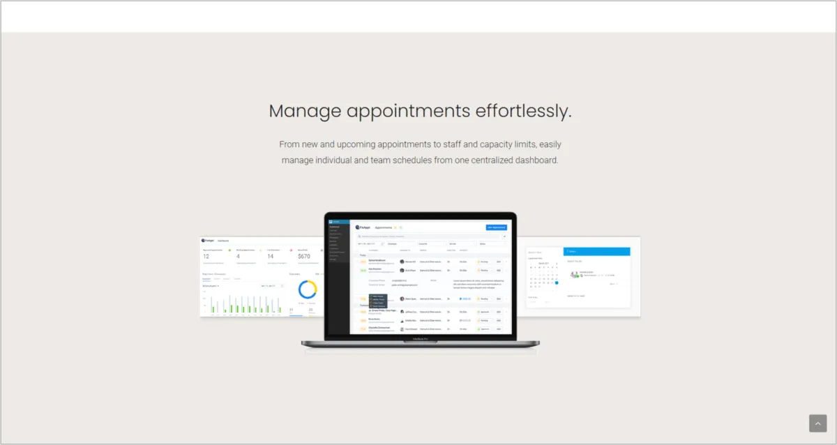 Interface FixAppt: fonctionnalités, prix, alternatives
