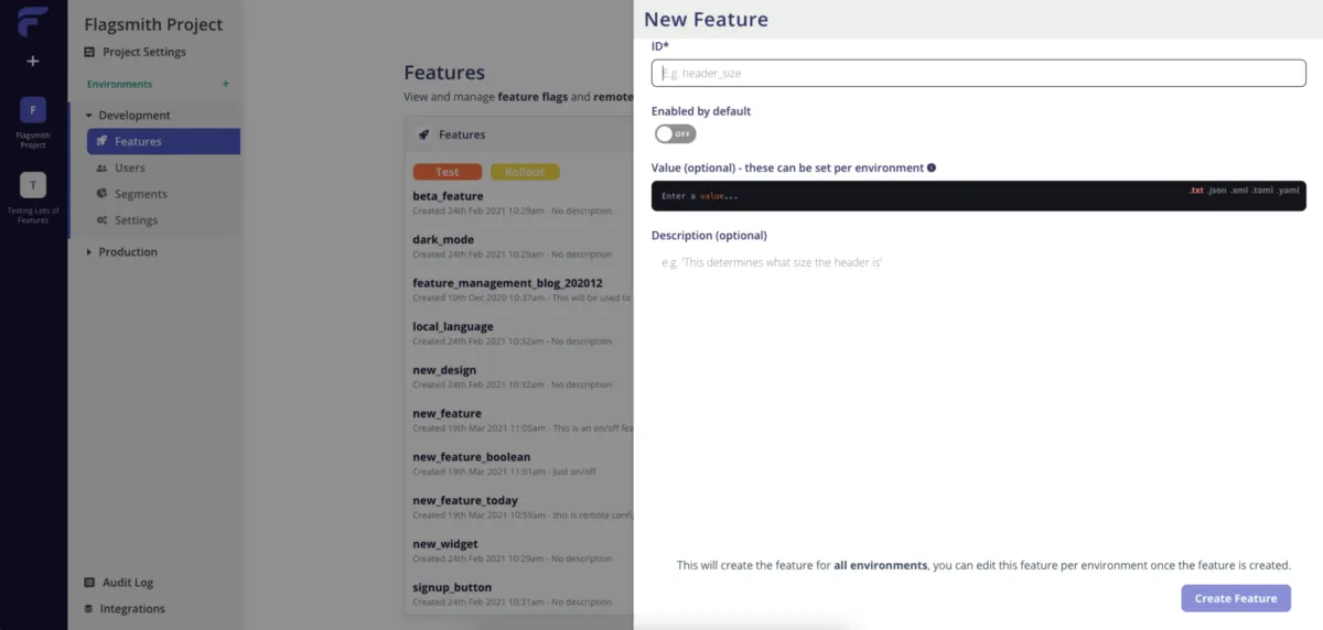 Interface Flagsmith: fonctionnalités, prix, alternatives