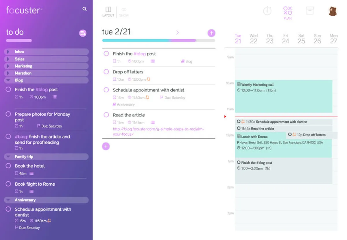 Focuster est un logiciel de to-do list populaire disponible à partir de 7,99 € Focuster est un logiciel de to-do list populaire disponible à partir de 7,99 €