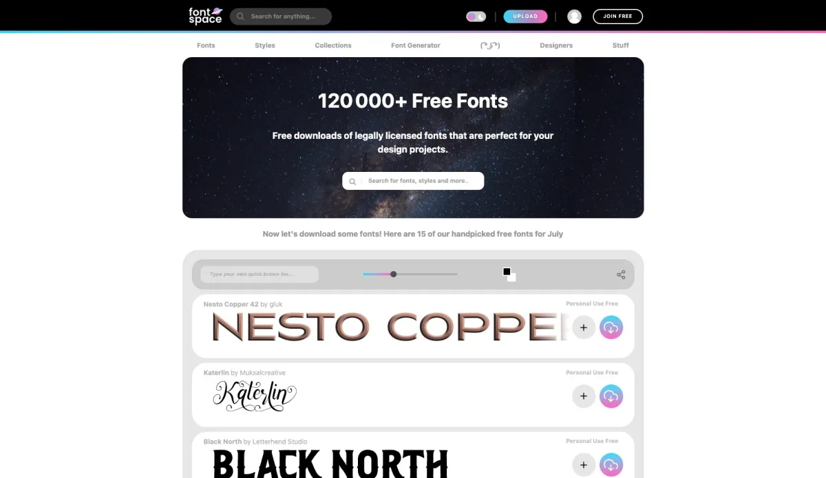 Interface Fontspace : fonctionnalités, prix, alternatives