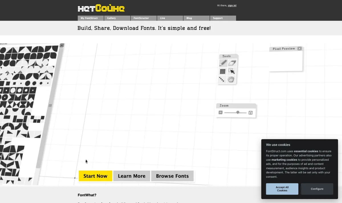 Interface FontStruct : fonctionnalités, prix, alternatives
