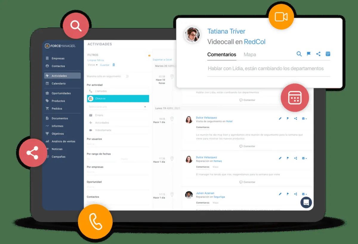 Interface ForceManager: fonctionnalités, prix, alternatives