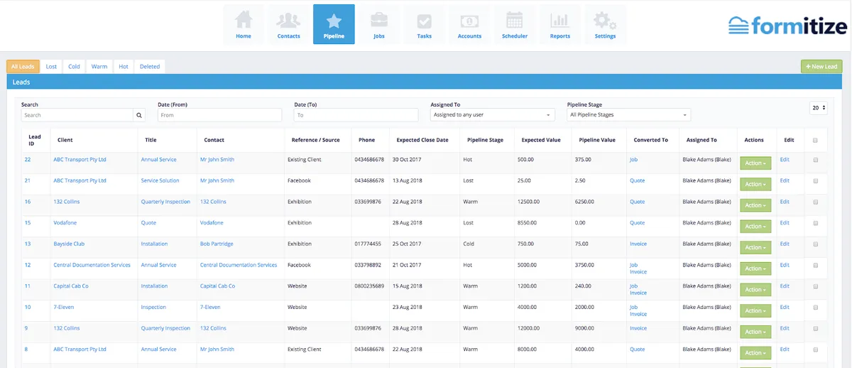 Interface Formitize: fonctionnalités, prix, alternatives