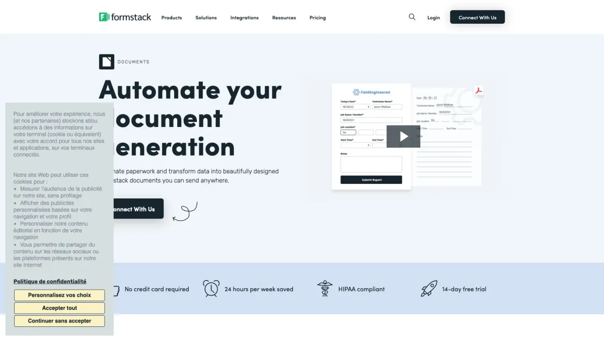 Interface Formstack Sign : fonctionnalités, prix, alternatives