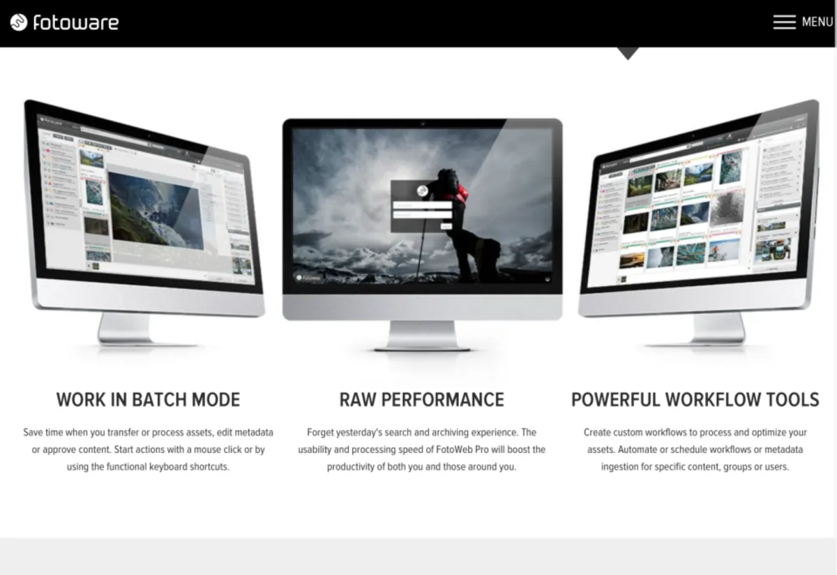 Interface FotoWare: fonctionnalités, prix, alternatives