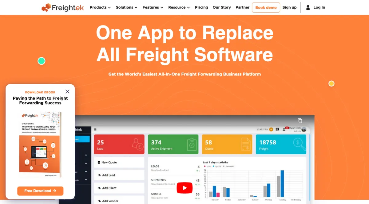 Interface Freightek : fonctionnalités, prix, alternatives
